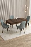 Rovena Flora Barok 80x132 Açılabilir Mdf Yemek Odası Takımı 4 Adet Sandalye