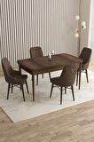 Rovena Flora Barok 80x132 Açılabilir Mdf Yemek Odası Takımı 4 Adet Sandalye