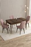 Rovena Flora Barok 80x132 Açılabilir Mdf Yemek Odası Takımı 4 Adet Sandalye