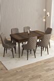 Rovena Flora Barok 80x132 Açılabilir Mdf Yemek Odası Takımı 6 Adet Sandalye