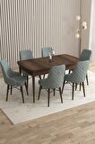 Rovena Flora Barok 80x132 Açılabilir Mdf Yemek Odası Takımı 6 Adet Sandalye