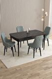 Rovena Flora Siyah Mermer 80x132 Açılabilir Mdf Yemek Odası Takımı 4 Adet Sandalye