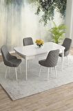 Rovena Eylül Beyaz 80x132 Açılabilir Mdf Yemek Odası Takımı 4 Adet Sandalye