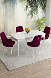 Rovena Eylül Beyaz 80x132 Açılabilir Mdf Yemek Odası Takımı 4 Adet Sandalye