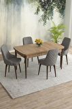 Rovena Eylül Meşe 80x132 Açılabilir Mdf Yemek Odası Takımı 4 Adet Sandalye