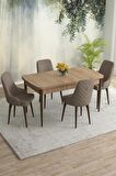Rovena Eylül Meşe 80x132 Açılabilir Mdf Yemek Odası Takımı 4 Adet Sandalye