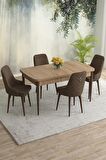 Rovena Eylül Meşe 80x132 Açılabilir Mdf Yemek Odası Takımı 4 Adet Sandalye