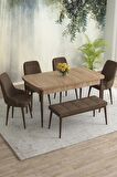 Rovena Eylül Meşe 80x132 Açılabilir Mdf Yemek Odası Takımı 4 Adet Sandalye+1 Bench