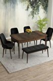 Rovena Eylül Barok 80x132 Açılabilir Mdf Yemek Odası Takımı 4 Adet Sandalye+1 Bench