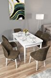 Rovena Arel Beyaz 80x132 Açılabilir Mdf Yemek Odası Takımı 6 Adet Sandalye