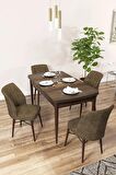 Rovena Arel Barok 80x132 Açılabilir Mdf Yemek Odası Takımı 4 Adet Sandalye