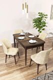 Rovena Arel Barok 80x132 Açılabilir Mdf Yemek Odası Takımı 4 Adet Sandalye + 1 Bench