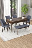 Rovena Arel Barok 80x132 Açılabilir Mdf Yemek Odası Takımı 4 Adet Sandalye + 1 Bench