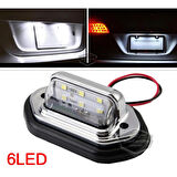 Üniversal Plaka Lambası 6 Led Güçlü Işık Su Geçirmez Krom Araç Plaka Işığı Ultra Parlak Oto Aydınlatma 12/24V 2 Adet