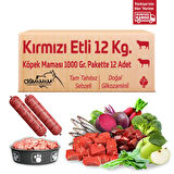 Kırmızı Etli Tahılsız 12 Kg 1000 Gr 12 Adet Çiğmamam Barf Köpek Maması