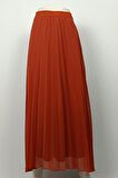 Büyük Beden Pliseli Şifon Etek Kiremit 4325