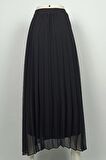Büyük Beden Pliseli Şifon Etek Siyah 4325