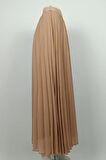 Büyük Beden Pliseli Şifon Etek Vizon 4325