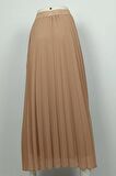 Büyük Beden Pliseli Şifon Etek Vizon 4325