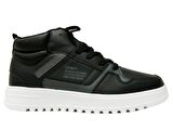 Jump Siyah Gri Bağcıklı Boğazlı Basket Sneakers Spor Ayakkabı