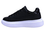 Bestof Siyah Beyaz Bağcıklı Sneakers Spor Ayakkabı