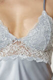 Pierre Cardin Saten Dantelli Gecelik 890 Mist
