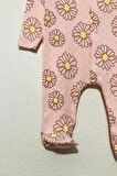 Ladybirds Kız Bebek %100 Pamuk Mevsim Çiçekleri Baskılı Patikli Tulum