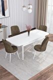 Rovena Leona Beyaz 80x132 Açılabilir Mdf Mutfak Masası Takımı 4 Adet Sandalye