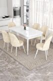 Rovena Leona Beyaz 80x132 Açılabilir Mdf Mutfak Masası Takımı 6 Adet Sandalye