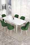 Rovena Leona Beyaz 80x132 Açılabilir Mdf Mutfak Masası Takımı 6 Adet Sandalye