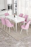 Rovena Leona Beyaz 80x132 Açılabilir Mdf Mutfak Masası Takımı 6 Adet Sandalye