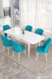 Rovena Leona Beyaz 80x132 Açılabilir Mdf Mutfak Masası Takımı 6 Adet Sandalye