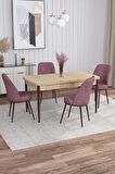 Rovena Leona Meşe 80x132 Açılabilir Mdf Mutfak Masası Takımı 4 Adet Sandalye