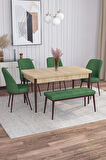Rovena Leona Meşe 80x132 Açılabilir Mdf Mutfak Masası Takımı 4 Adet Sandalye + 1 Bench