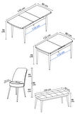 Rovena Leona Meşe 80x132 Açılabilir Mdf Mutfak Masası Takımı 4 Adet Sandalye + 1 Bench