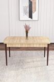 Rovena Leona Meşe 80x132 Açılabilir Mdf Mutfak Masası Takımı 4 Adet Sandalye + 1 Bench