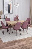 Rovena Leona Meşe 80x132 Açılabilir Mdf Mutfak Masası Takımı 6 Adet Sandalye