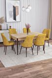 Rovena Leona Meşe 80x132 Açılabilir Mdf Mutfak Masası Takımı 6 Adet Sandalye