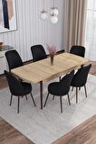 Rovena Leona Meşe 80x132 Açılabilir Mdf Mutfak Masası Takımı 6 Adet Sandalye