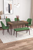 Rovena Leona Barok 80x132 Açılabilir Mdf Mutfak Masası Takımı 4 Adet Sandalye + 1 Bench