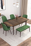 Rovena Leona Barok 80x132 Açılabilir Mdf Mutfak Masası Takımı 4 Adet Sandalye + 1 Bench