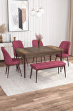 Rovena Leona Barok 80x132 Açılabilir Mdf Mutfak Masası Takımı 4 Adet Sandalye + 1 Bench
