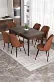 Rovena Leona Barok 80x132 Açılabilir Mdf Mutfak Masası Takımı 6 Adet Sandalye