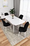 Rovena Zeta Beyaz 80x132 Açılabilir Mdf Mutfak Masası Takımı 4 Adet Sandalye