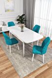 Rovena Zeta Beyaz 80x132 Açılabilir Mdf Mutfak Masası Takımı 4 Adet Sandalye