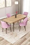 Rovena Zeta Meşe 80x132 Açılabilir Mdf Mutfak Masası Takımı 4 Adet Sandalye