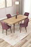 Rovena Zeta Meşe 80x132 Açılabilir Mdf Mutfak Masası Takımı 4 Adet Sandalye