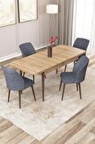 Rovena Zeta Meşe 80x132 Açılabilir Mdf Mutfak Masası Takımı 4 Adet Sandalye
