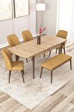 Rovena Zeta Meşe 80x132 Açılabilir Mdf Mutfak Masası Takımı 4 Adet Sandalye + 1 Bench
