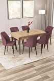 Rovena Zeta Meşe 80x132 Açılabilir Mdf Mutfak Masası Takımı 6 Adet Sandalye